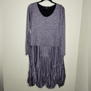 Comfy USA Lagenlook Purple Layered Dress size Small